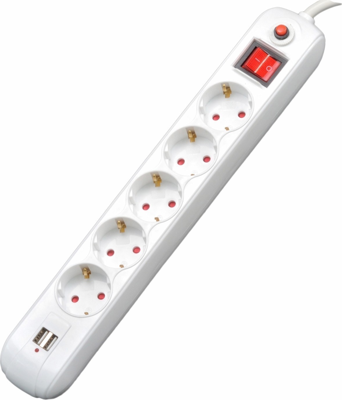 Prelungitor Spacer 5 Prize Schuko + 2 USB, Protecție Supratensiune