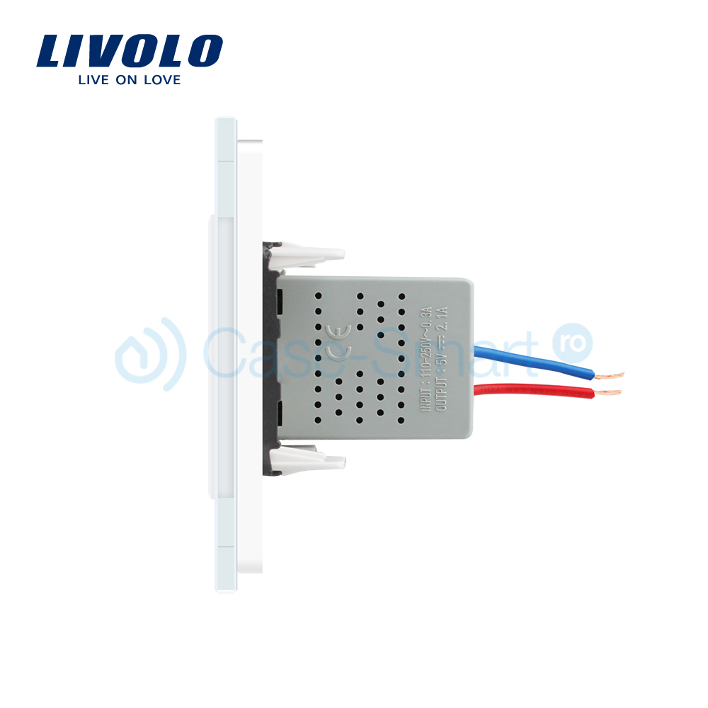 Priza USB Livolo cu Rama Sticlă - imagine 3