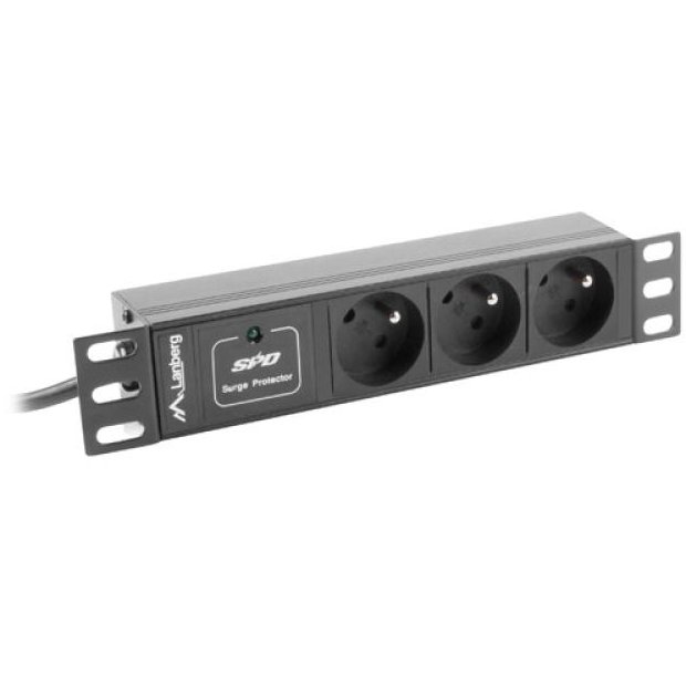 Lanberg PDU 10" 3 Prize, 1U, 16A - Negru