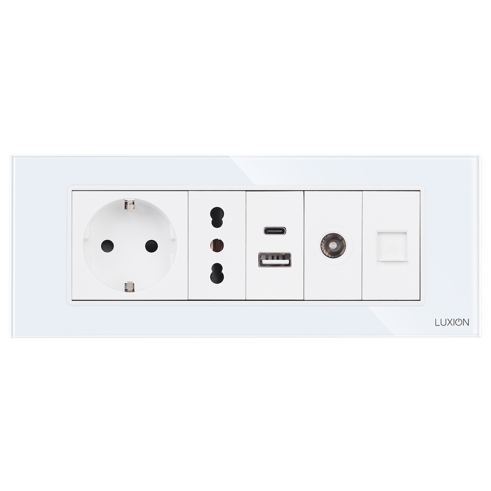Priza Schuko, USB, TV, Internet Sticlă LUXION - imagine 2