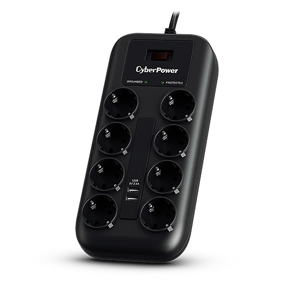 Prelungitor Cyber Power 8 Prize + 2 USB, Protecție Supratensiune - imagine 1