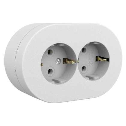 Priza Schuko Dubla Ovivo OV00866 IP54, 16A, Alb