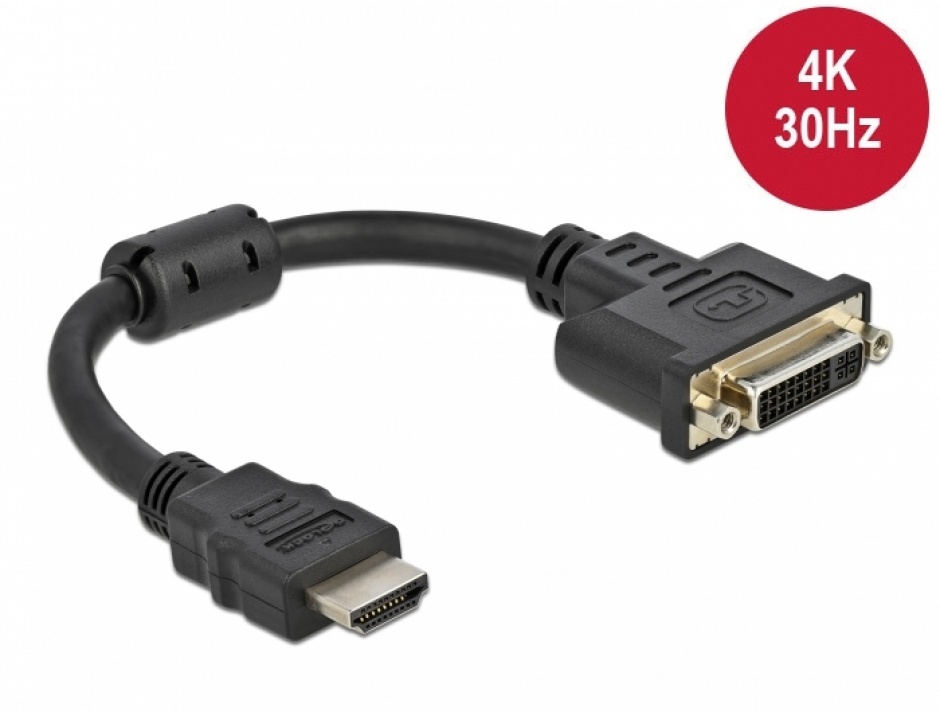 Adaptor HDMI la DVI-D Delock, 4K, 20cm