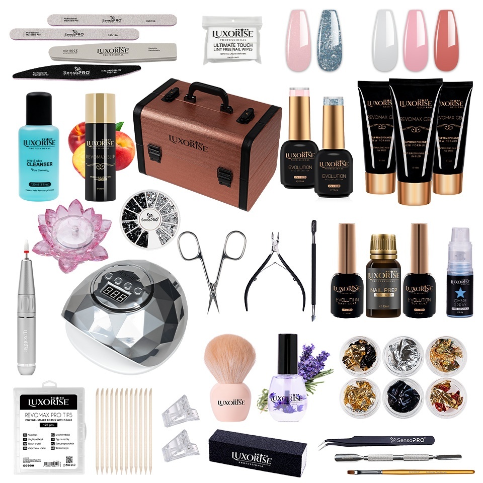 Kit Polygel Revomax Luxorise Master cu Lampa & Freza - imagine 2
