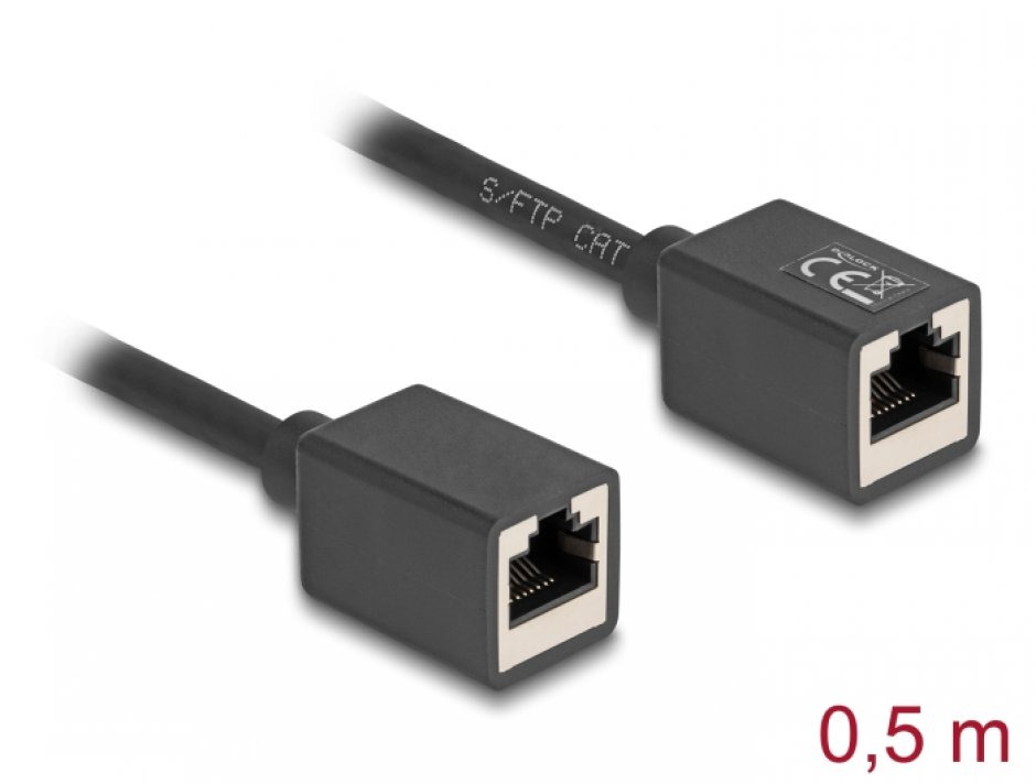 Prelungitor RJ45 Cat.6A S/FTP 0.5m Delock