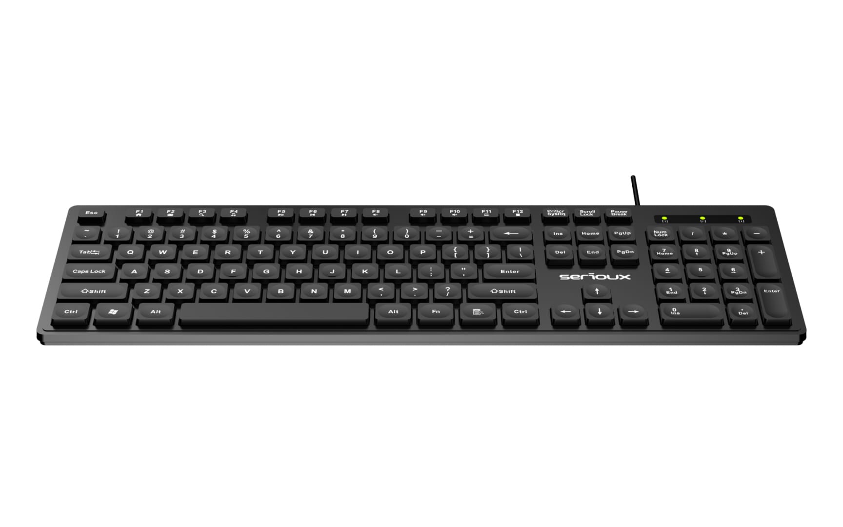 Tastatura Serioux USB cu Fir 104 Taste - Negru, US Layout - imagine 3