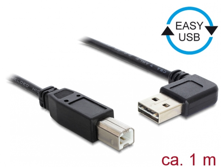 Cablu USB 2.0 Unghi Delock 1m