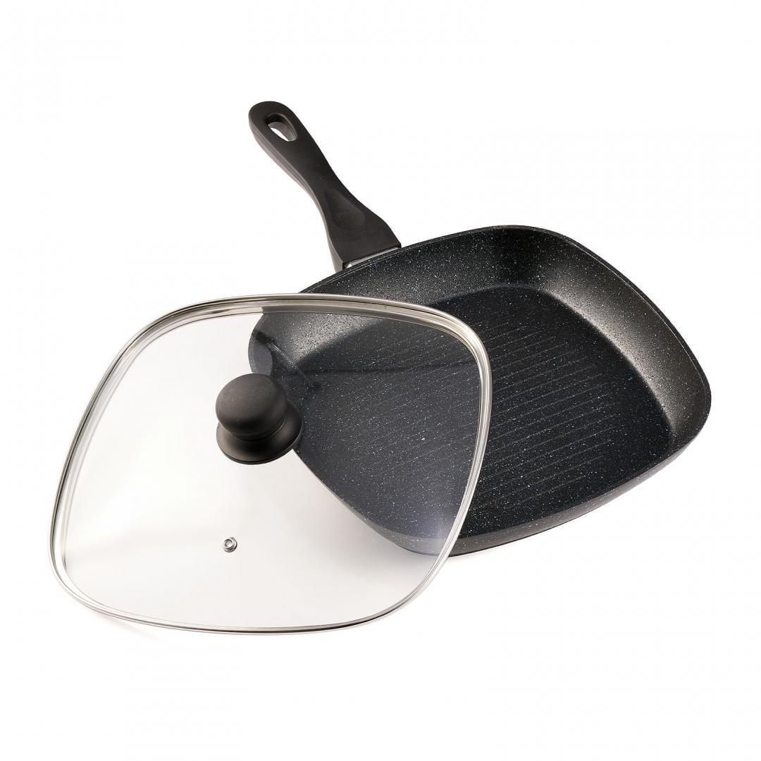 Tigaie Grill Heinner 28cm cu Capac - Aluminiu Black Sand - imagine 3