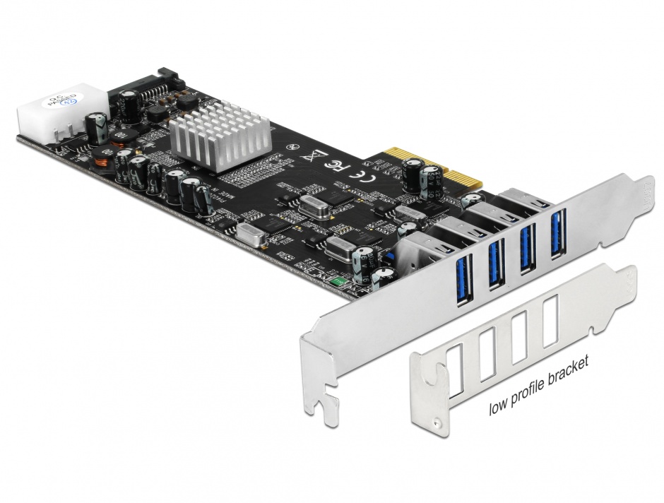 Placă PCI-E USB 3.0 Delock, 4 Porturi