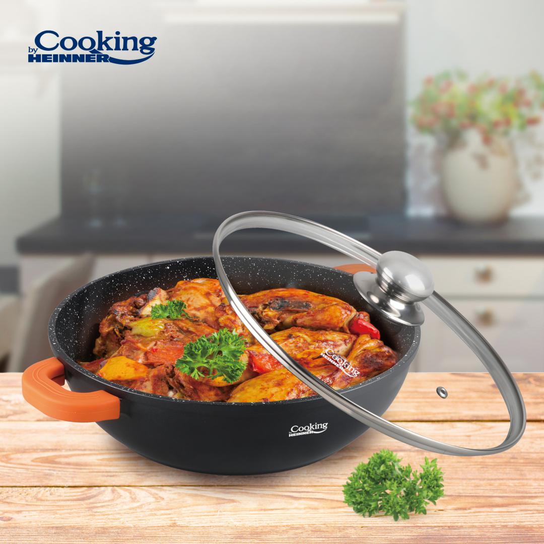 Cratiță Aluminiu 28cm 4.1L cu Capac - Heinner Dark Line - imagine 3
