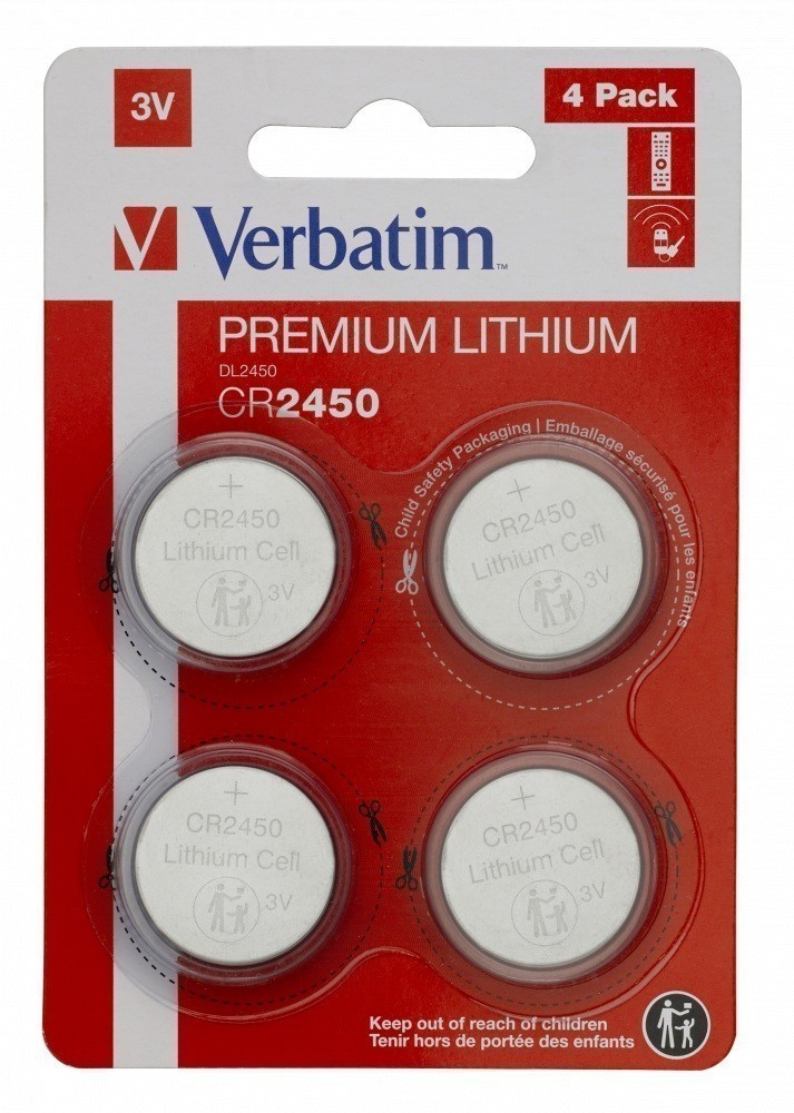 Baterie CR2450 Verbatim 3V Litiu 4 buc - Energie de Lungă Durată