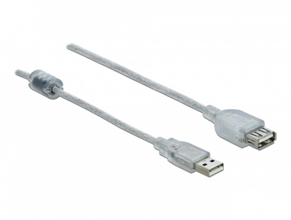 Cablu USB Prolungitor 1.5m Transparent Delock