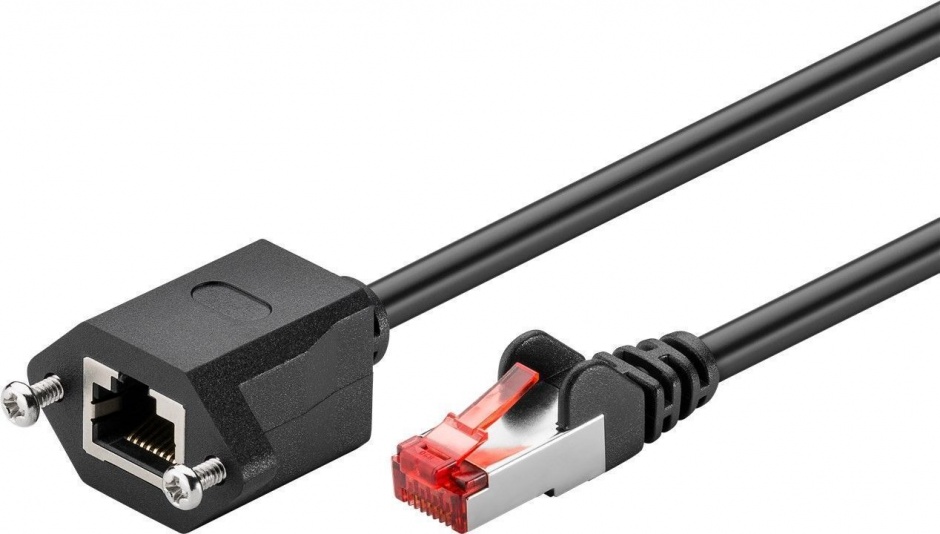 Cablu Retea Goobay CAT6 1m, Ecranat, Negru