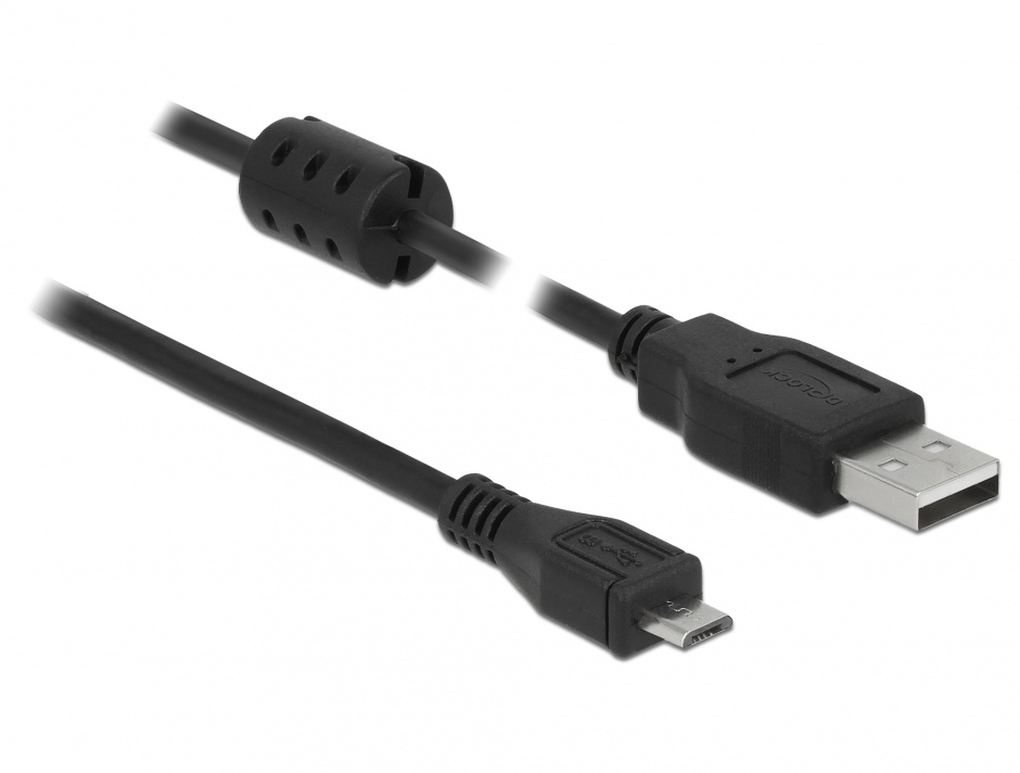 Cablu USB 2.0 la Micro USB-B 3m, Negru, Delock