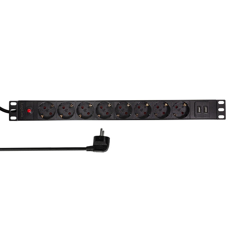PDU Logilink 1U 8 Prize Schuko 16A + USB