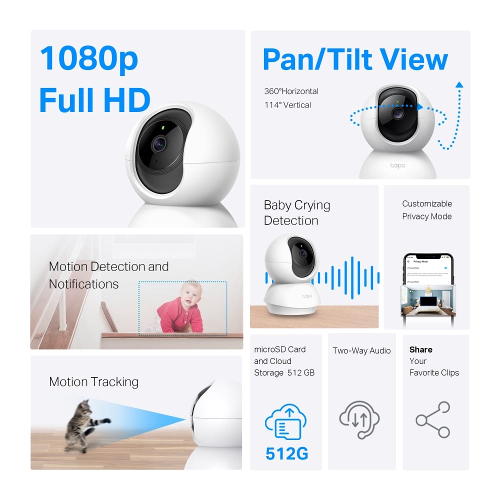 Cameră de Supraveghere TP-Link Tapo C200C Full HD Wi-Fi 360° - imagine 9