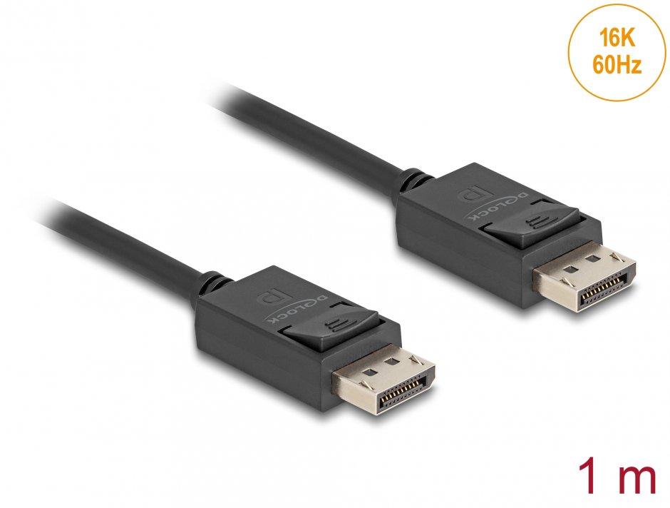 Cablu DisplayPort 2.1 Delock 81174, 1m, 8K, Negru