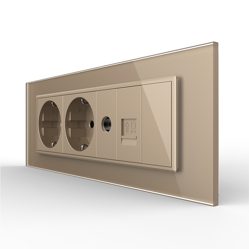 Priza Tripla Livolo Sticlă Schuko + TV/Internet - imagine 9