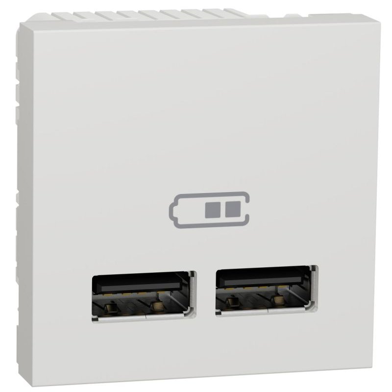 Priza USB Dublă Schneider Noua Unica, Albă