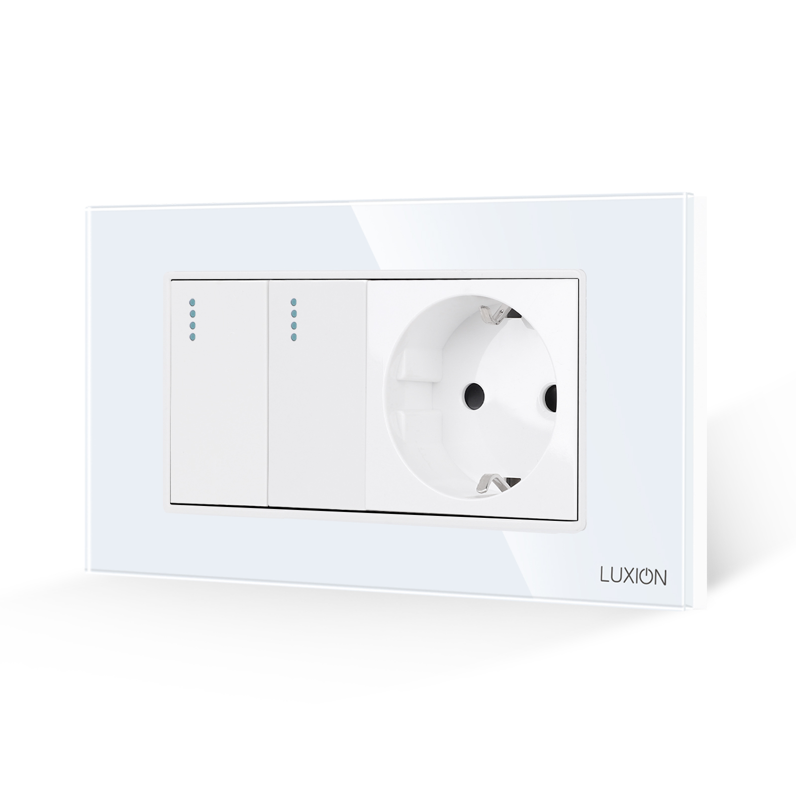 Intrerupator Dublu + Priza Sticla Luxion IP44