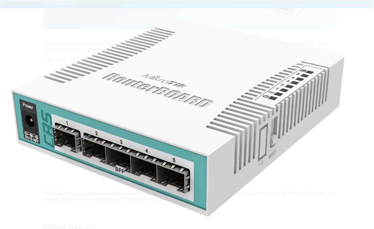 Switch Mikrotik CRS106-1C-5S Gigabit - 5x SFP, RouterOS - imagine 3