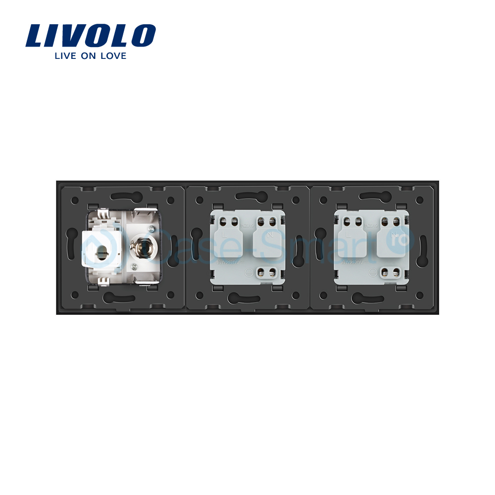 Priza Tripla Livolo Sticla: TV, Internet, 2xSchuko - imagine 24