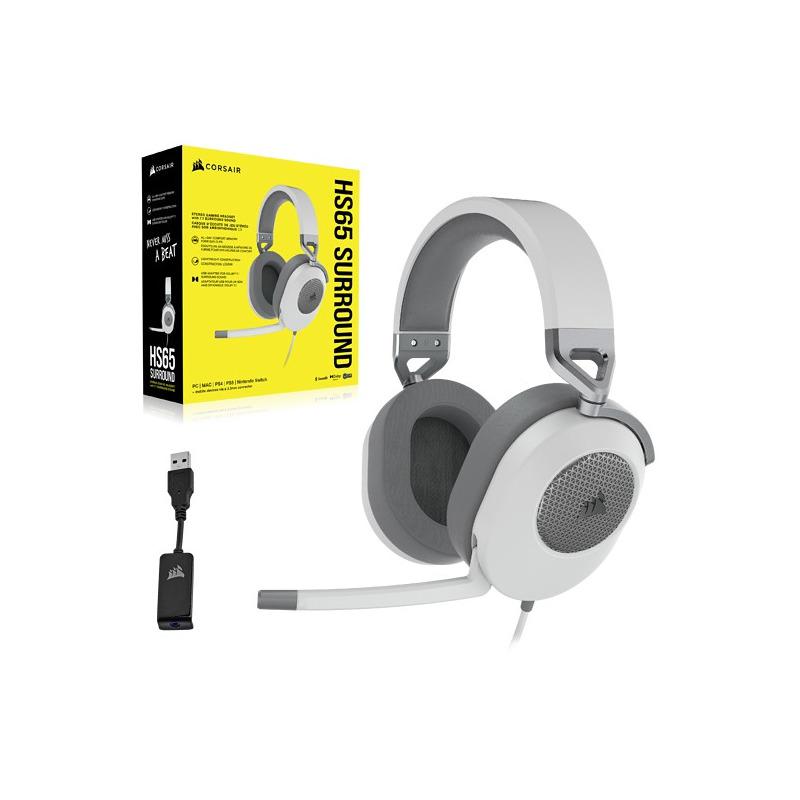 Casti Gaming CORSAIR HS65 Surround 7.1 Alb - 50mm - imagine 4