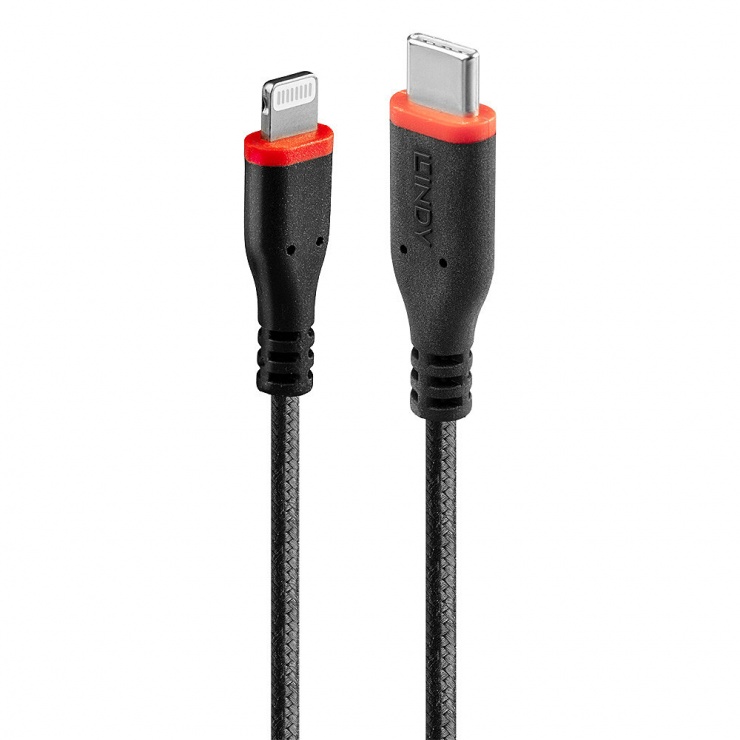 Cablu Lightning USB-C Lindy 0.5m, MFi, Reistent