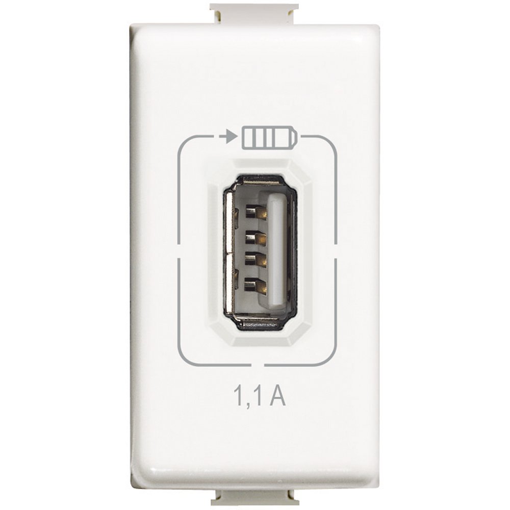 Priză USB Bticino Matix, 1 Modul, Alb