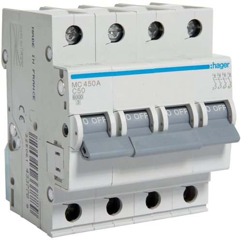 Siguranță Hager 4P 50A, 6kA, Protecție Sigură