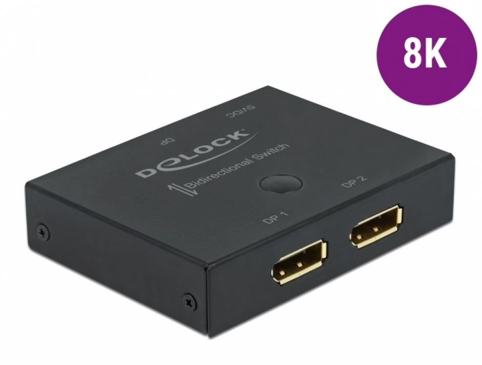Switch DisplayPort Delock 8K, Bidirectional 2 Porturi