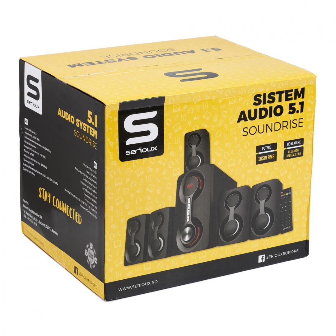 Sistem Audio SERIOUX SoundRise 51105W 5.1 105W RMS Bluetooth Negru - imagine 3