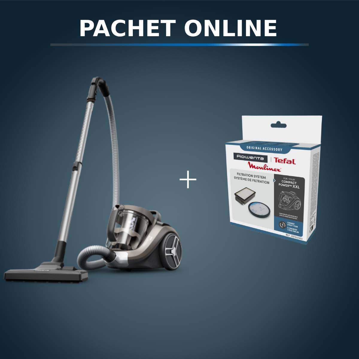 Aspirator Rowenta Compact Power XXL + Kit Filtrare