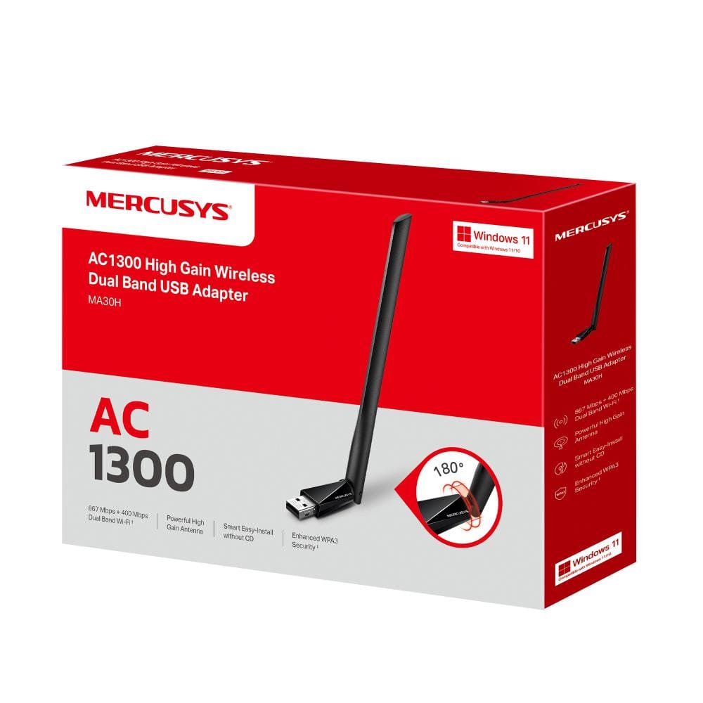 Adaptor Wireless Mercusys MA30H Dual-Band AC1300 cu Antenă High-Gain - imagine 8