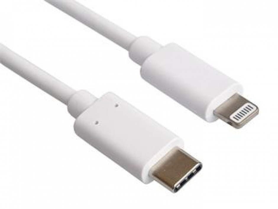Cablu Incarcare USB-C la Lightning MFI 1m Alb