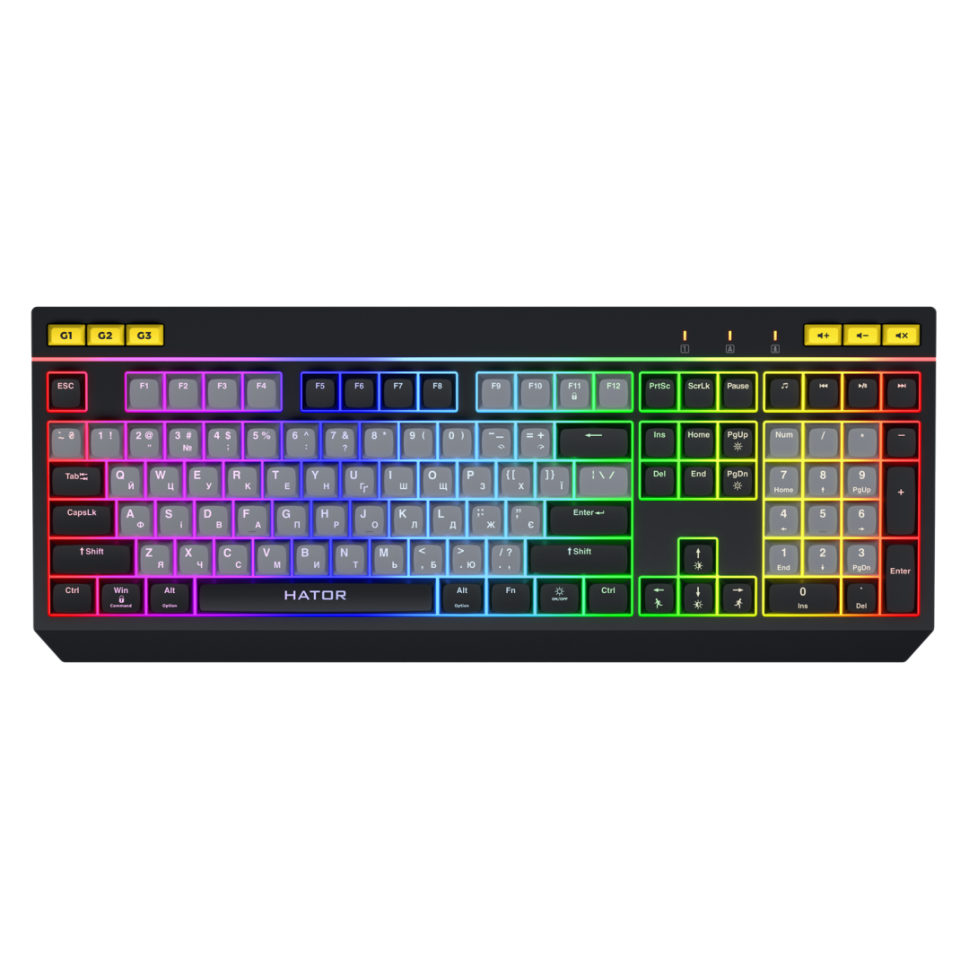 Tastatură PC HATOR Icefall USB RGB 1000Hz Alb-Negru