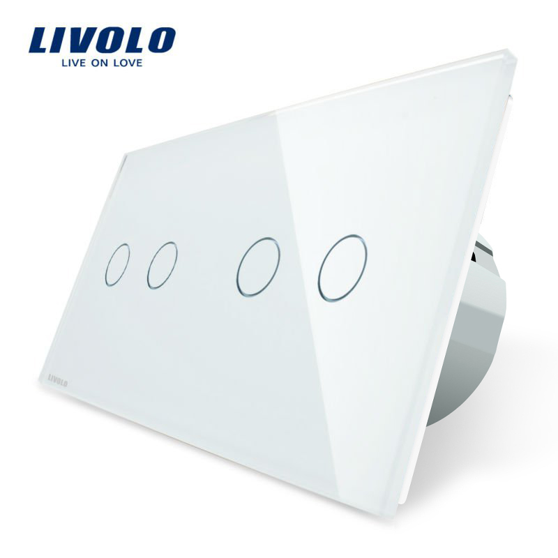 Întrerupător Dublu Touch Livolo, Sticlă Crystal, LED