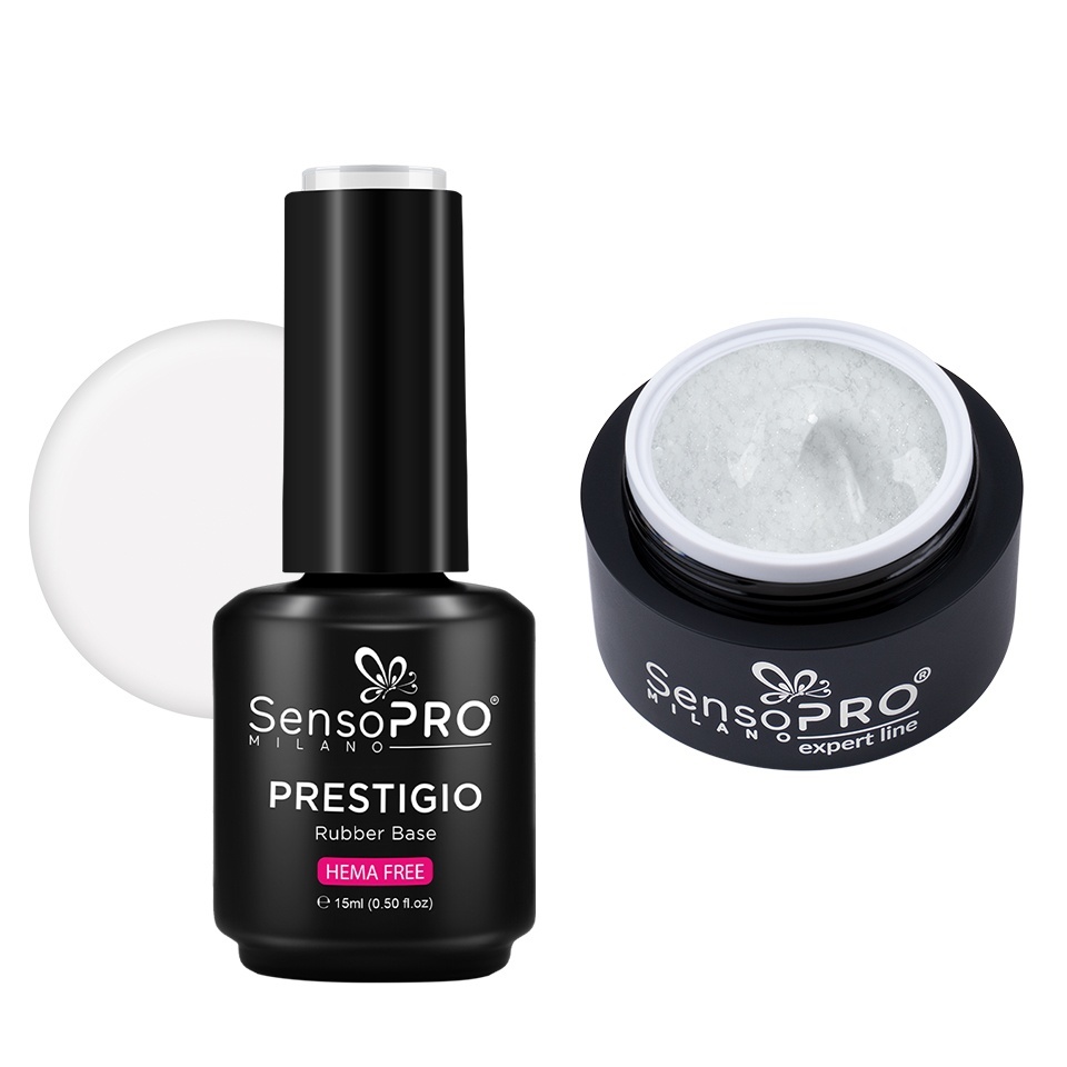 Set Gel Constructie si Rubber Base 2x15ml, SensoPRO Milano
