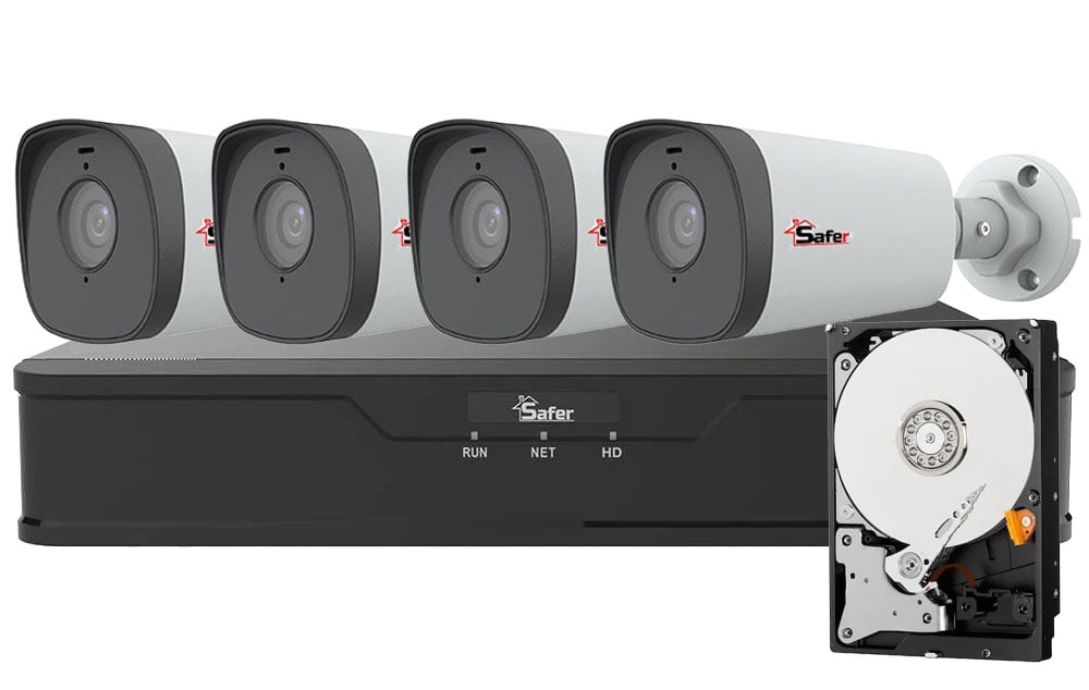 Kit Supraveghere Safer 5MP 4 Camere + NVR HDD