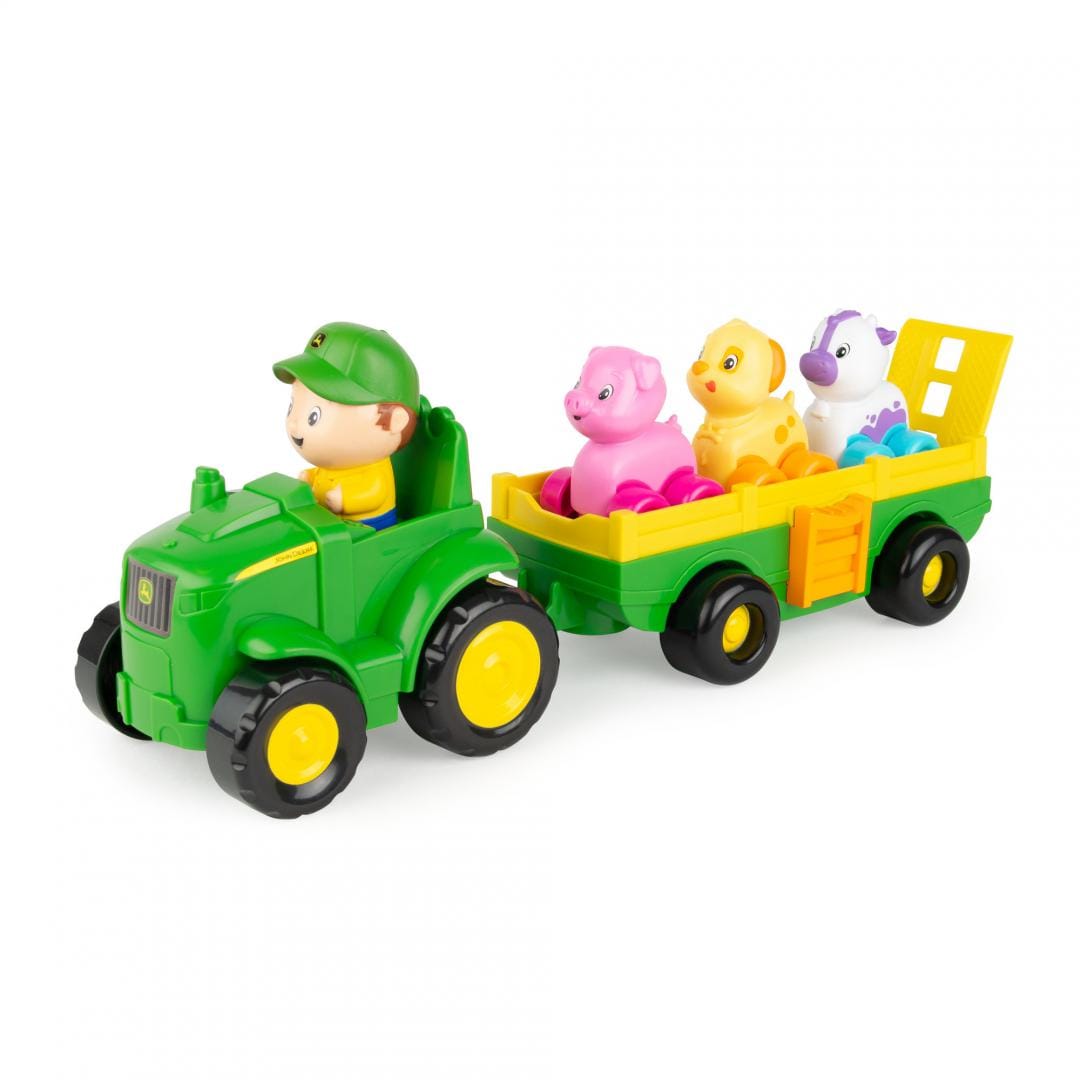 Tractoraș John Deere cu Remorcă, Animale și Sunete - Tomy - imagine 2