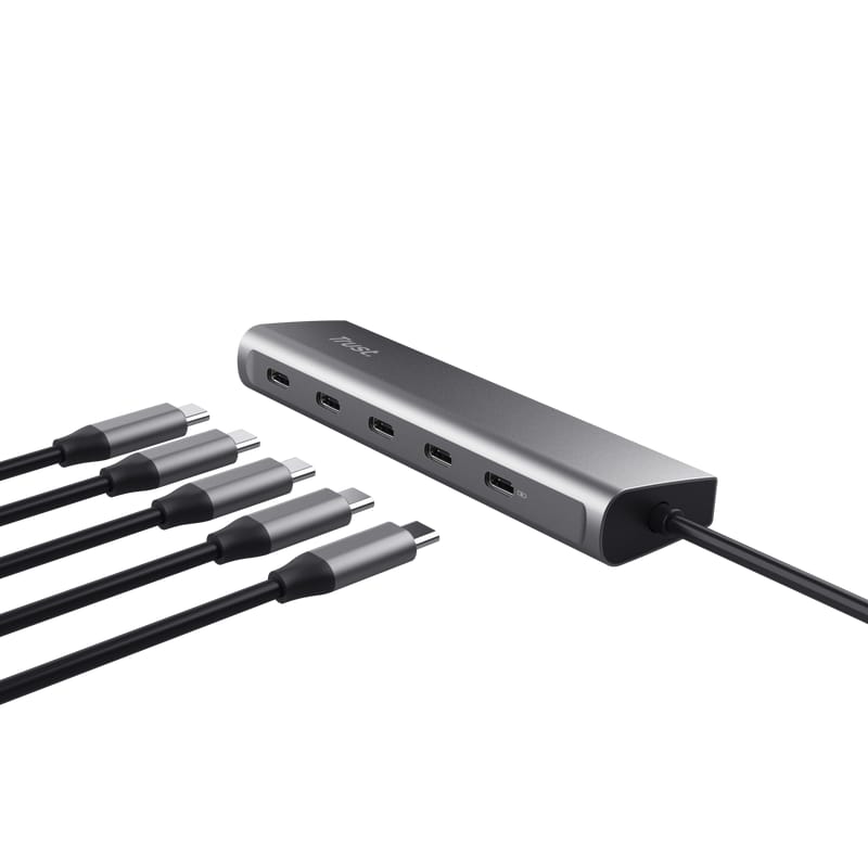 Hub USB-C Trust Halyx 5 Porturi 100W PD - Gri - imagine 6