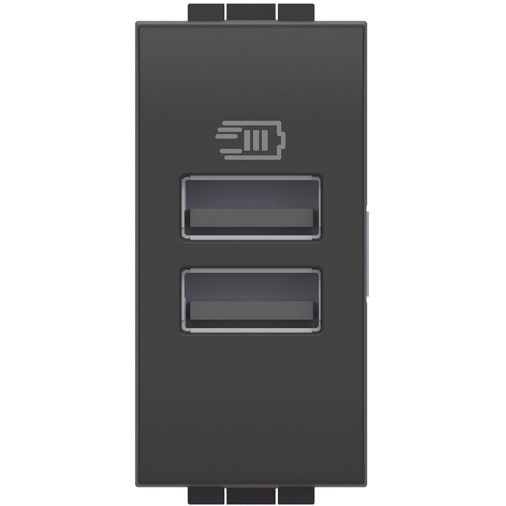 Încărcator USB Dual Bticino Living Light, Antracit