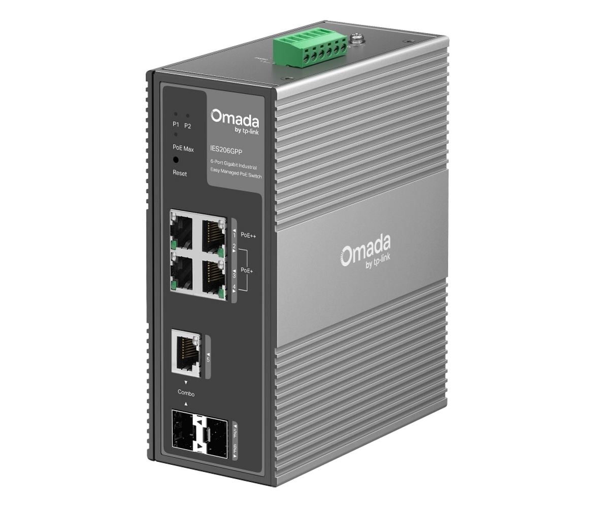 Switch Omada Tp-Link Omada IES206GPP, 6 porturi Gigabit, 1 port PoE++, 3x port PoE+, 1 port SFP/RJ45, 1 port SFP, 120W