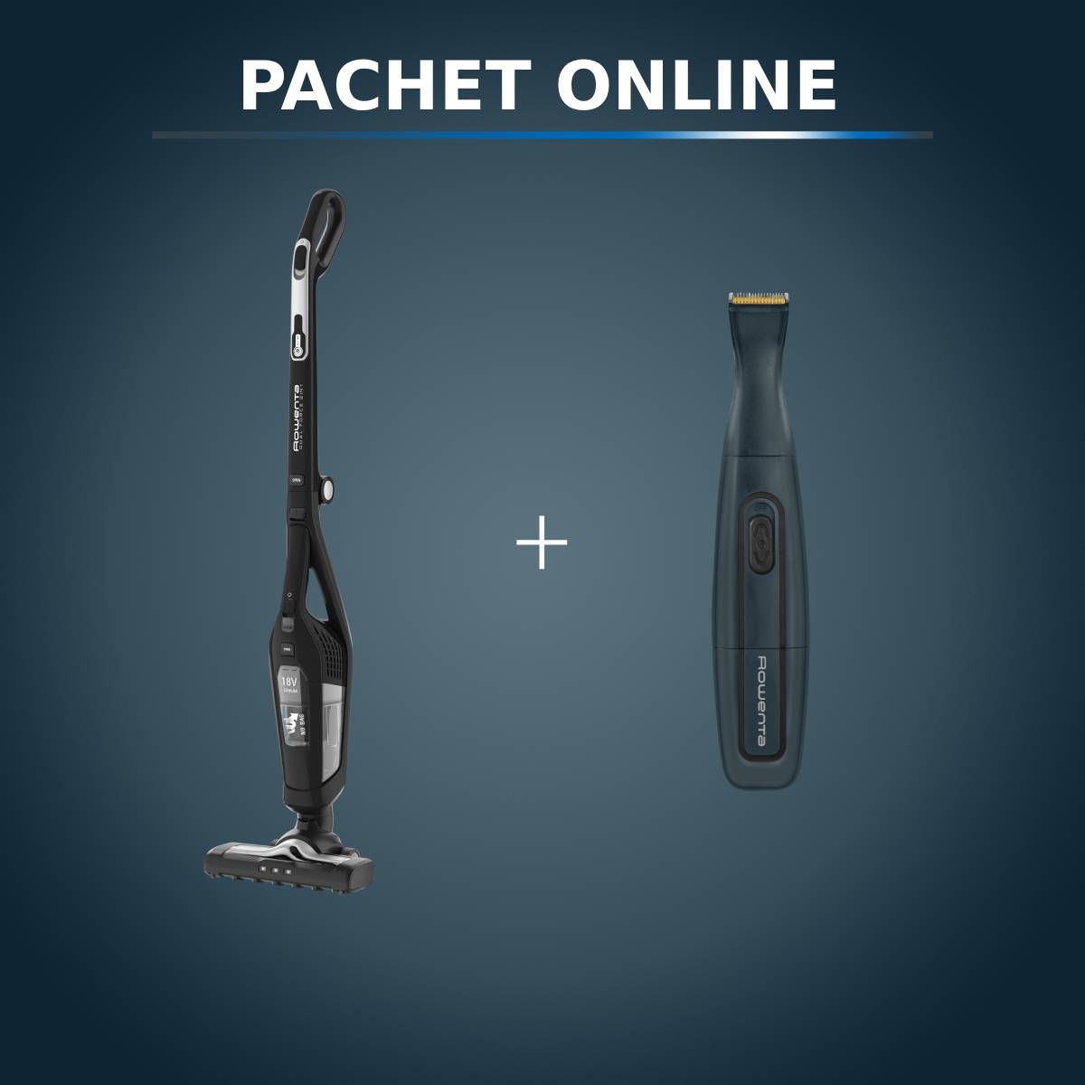 Pachet Rowenta: Aspirator Vertical & Tuns Barba