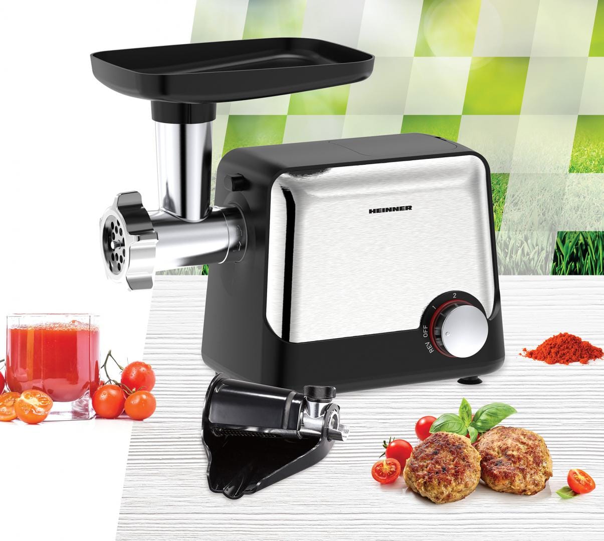 Mașină Tocat Heinner 2100W DualSteel - 1.8kg/min, Inox - imagine 7