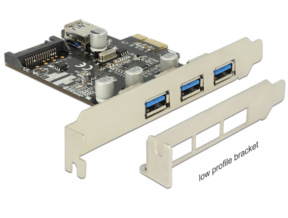 Placă PCI Express USB 3.0 Delock, 4 porturi