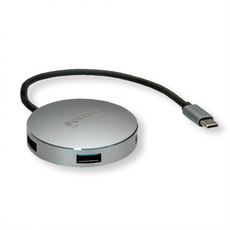 Hub USB 3.2 Gen 1 Roline, 4x Porturi, Aluminiu