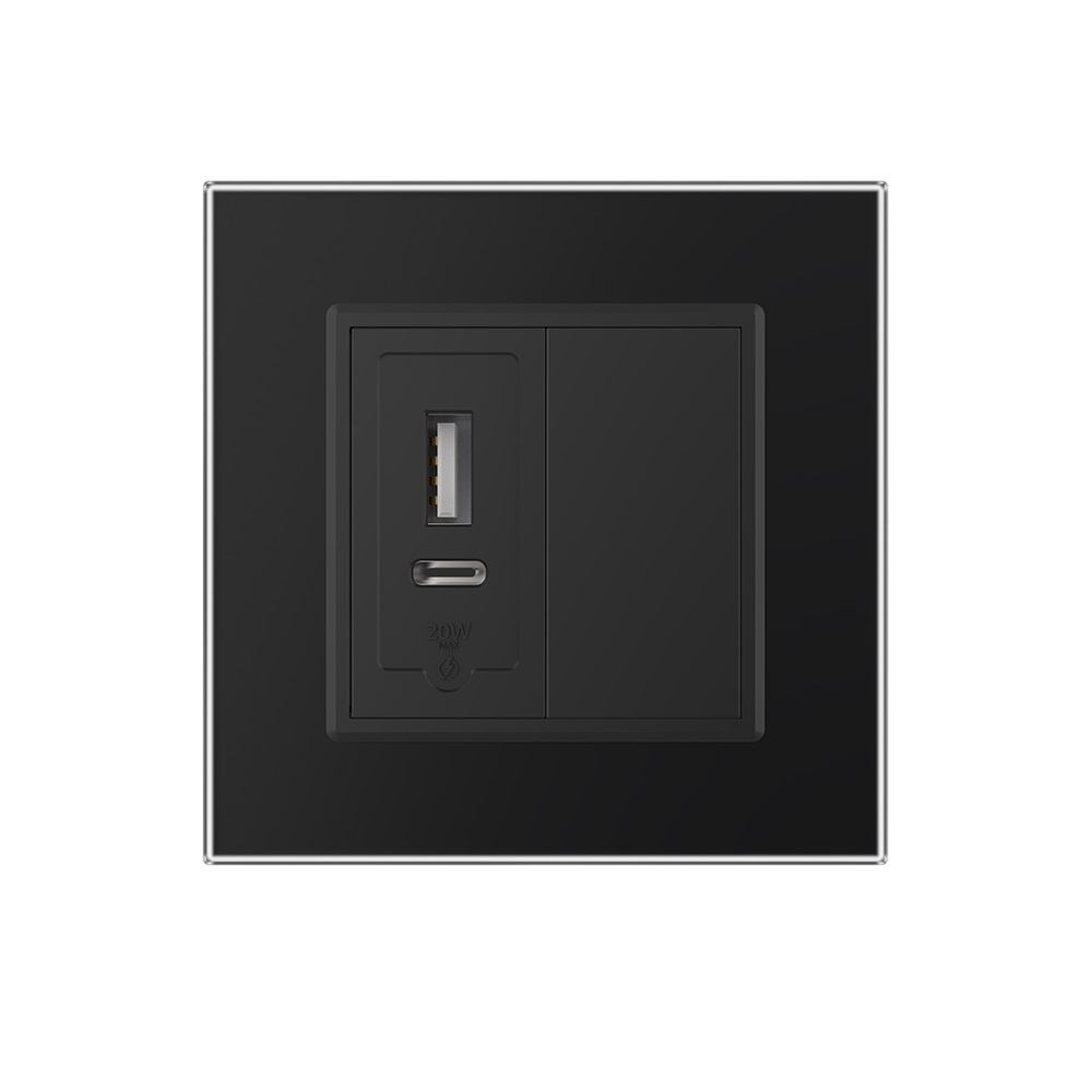 Priza USB-A + USB-C Livolo cu Rama din Sticla, 20W - imagine 5