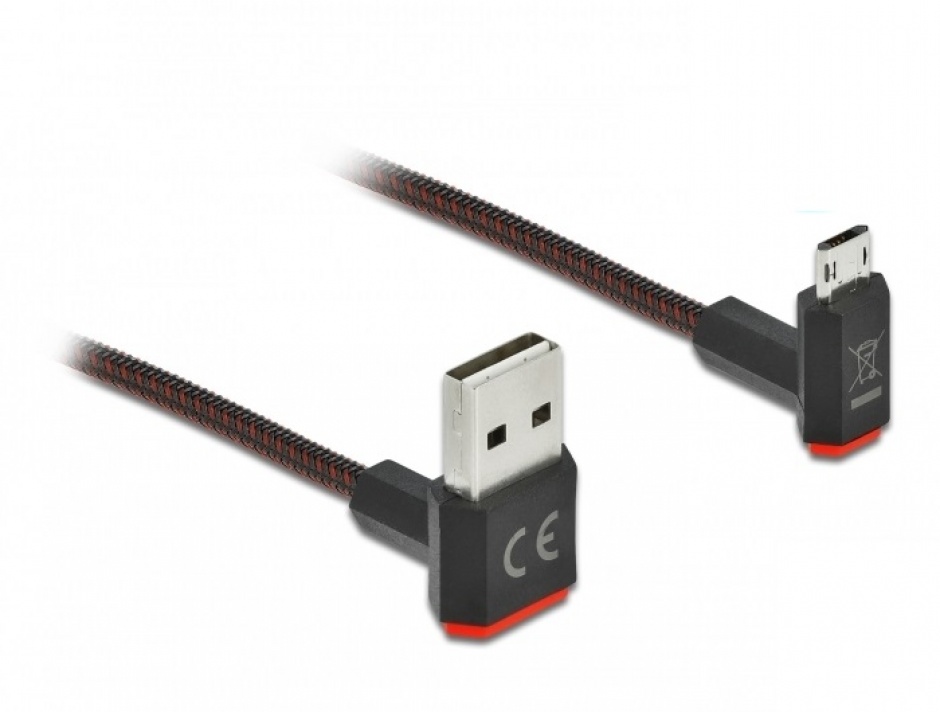 Cablu Delock USB 2.0 Textil Reversibil, 0.2m