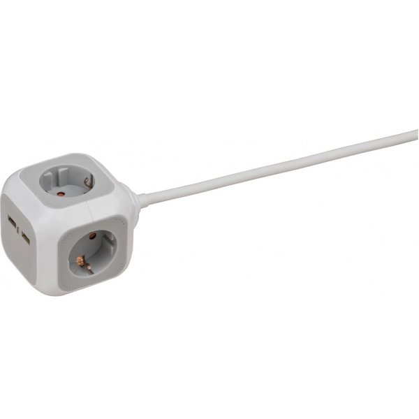 Prelungitor Brennenstuhl Cub cu USB, 1.4m